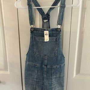 Aerie Blue Denim Overall Shorts